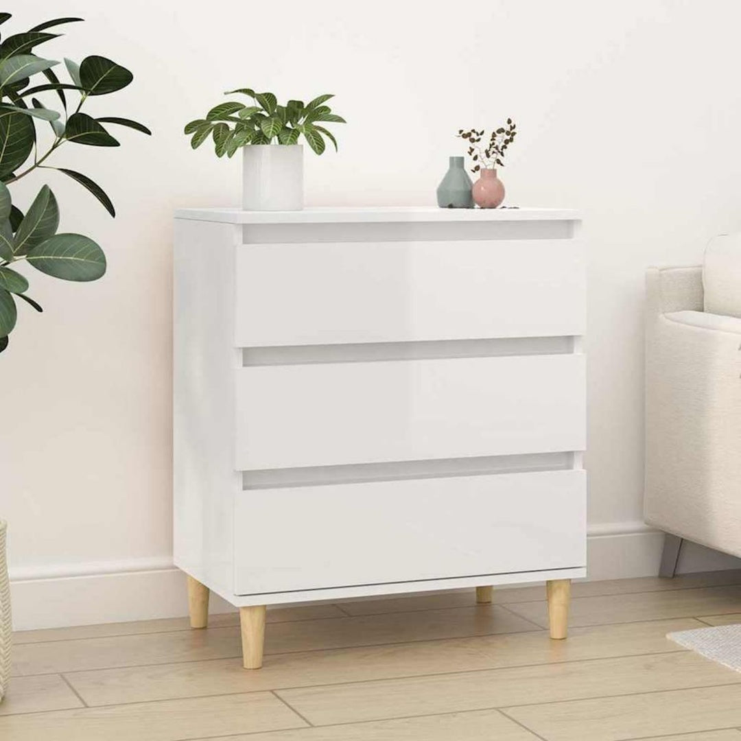 Sideboard mit 3 Schubladen, Schubladen und Holzbeinen