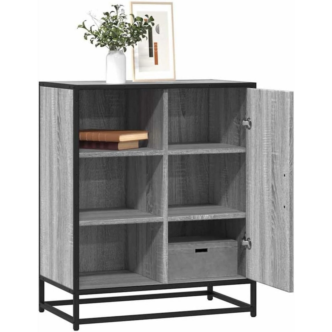 Sideboard mit den Massen 62 x 35 x 76 cm in Eichenbraun und Grau