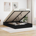 Boxspringbett aus Holzwerkstoff in Schwarz und Eichenbraun