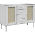 Sideboard aus Massivholz und Rattan mit Schubladen