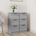 Schubladen an dem Sideboard aus Holzwerkstoff in Eichenbraun und Grau