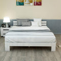 Das Bettgestell vereint Form und Holzoptik