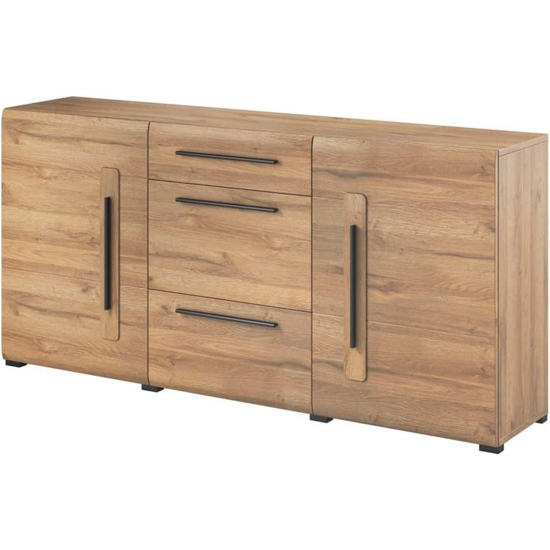 Sanft schliessende Fronten und matte Oberflaechen an dem Sideboard