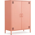 Das Sideboard zeigt 2 Tueren in Rosa