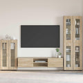 Die Wohnwand misst 55.5 x 29 x 100 cm in Eichenbraun