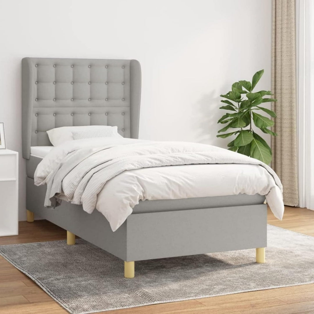 Boxspringbett in Hellgrau