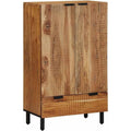 Hochschrank aus Massivholz und Mangoholz